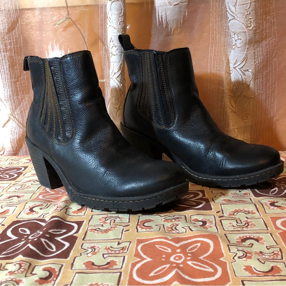 Boc Ankle Boots Slip on Stacked Chunky Heels Boots Black